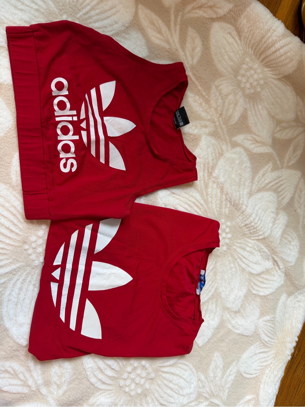 adidas Red Kids' Trefoil Crop Tank Top